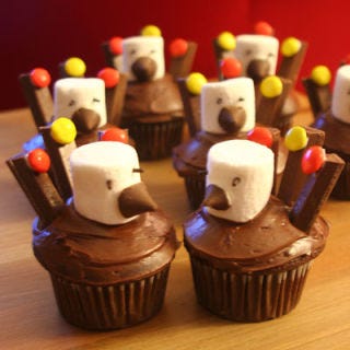 <b>Vital Components:</b> Marshmallow head, Hershey's Kisses beak, and Kit Kat feathers.