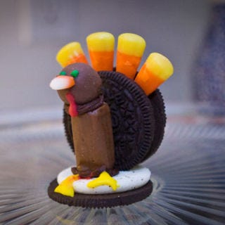 <b>Vital Components:</b> Tootsie Roll and Oreo cookie body, plus candy corn feathers.