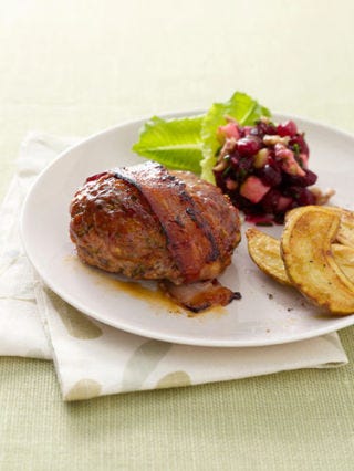 <p>Cooked couscous and grated veggies inside and a strip of bacon wrapped around the outside keep this quick turkey meatloaf deliciously moist.</p>
<p><strong>Recipe: <a href="http://gogonow.org/recipefinder/turkey-couscous-meatloaves-recipe%22 target="_blank">Turkey Couscous Meatloaves and Cranberry Relish</a></strong></p>