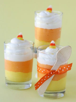 <div class="imageContent">
<p>Turn the classic Halloween candy into a rich treat by making Candy Corn Cheesecake Mousse. The guests at your Halloween bash won't know what hit 'em when you bring these out.</p>
<p><strong>Get the recipe at <a href="http://www.glorioustreats.com/2011/09/candy-corn-cheesecake-mousse.html" target="_blank">Glorious Treats</a>.</strong></p>
</div>