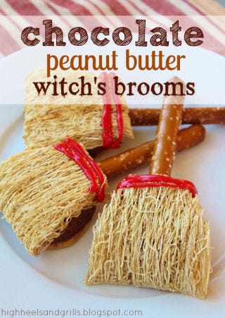 Chocolate Peanut Butter Witch Brooms