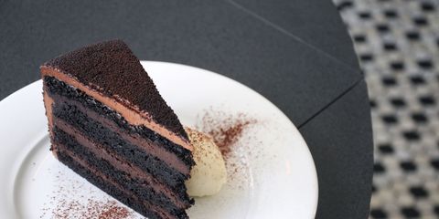 <p><b>Where you'll find it:</b> <a href="http://empire-diner.com/" target="_blank">Empire Diner</a>, New York, NY ($10 per slice)</p>

<p><b>The chocolaty details:</b> Amanda Freitag has critiqued plenty of dishes as a judge on Food Network's <i>Chopped</i>. But at Empire Diner,  where she serves as Executive Chef, its Freitag's food that's up for review, and this stunning dessert doesn't disappoint. Layers of rich devil's food cake are hugged by layers of chocolate pudding. The whole chocolaty creation is covered in chocolate frosting and served with whipped cream. </p>

