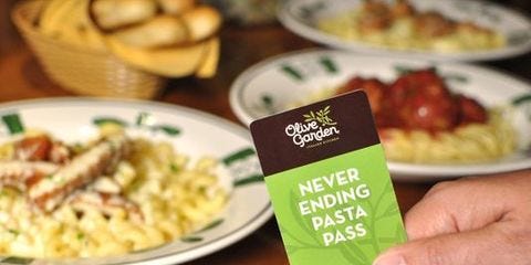 Unlimited Pasta Deal Olive Garden - Never Ending Pasta Pass