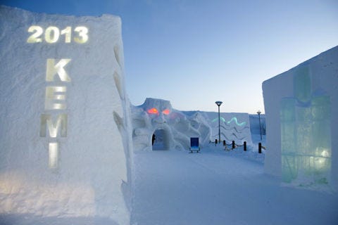 Changing size and shape each winter, the <a href="http://www.snowvillage.fi/" target="_blank">Snow Village</a> spans more than 60,000 square feet and has plenty of arctic activities for adventurous travelers to indulge in. Try your hand at dogsledding with blue-eyed huskies or visit a reindeer farm to get a feel for the Lapland locals. The <a href="http://www.snowvillage.fi/icebar.htm" target="_blank">IceBar</a> restaurant serves traditional Lappish treats in bowls carved from ice, and the mood is set by ambient lights and candles. Suites amp up the artwork and lighting compared to standard rooms, and fleece-lined sleeping bags in each make reaching slumberland as easy as a chilled breeze. When you wake up, you’ll be treated to hot berry juice (a local favorite), and to commemorate your boldness, you’ll be awarded a diploma recognizing your overnight stay in an igloo.