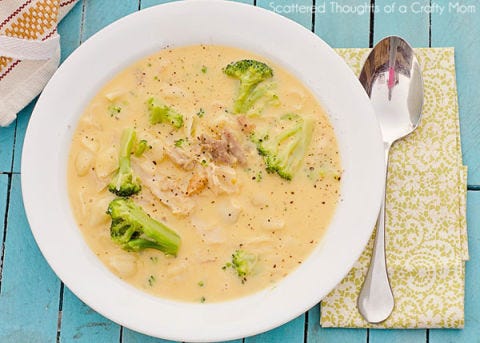 <p> </p> <p><strong>Get the recipe from <a href="http://www.scatteredthoughtsofacraftymom.com/2014/02/mac-and-cheese-soup-w-broccoli-and.html" target="_blank">Scattered Thoughts of a Crafty Mom</a>.</strong></p>