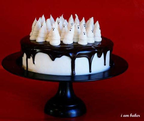 <p>Creepy dripping chocolate, fluffy screaming ghosts, and a surprise blood-red center — this cake is really getting into the Halloween spirit.</p>
<p><strong>Get the recipe from <a href="http://iambaker.net/boo-tiful-halloween-cake/" target="_blank">i am baker</a>.</strong></p>