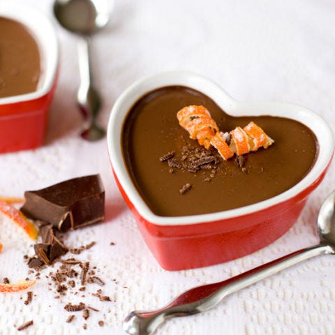 Orange-Chocolate Pudding <p>Zesty orange peels and high-quality chocolate create a custard-like texture in this loving dessert.</p>
<p>Get the recipe at <a href="http://eatingrichly.com/02/valentines-day-dessert-orange-chocolate-pudding-recipe/" target="_blank">Eating Richly</a>.</p>