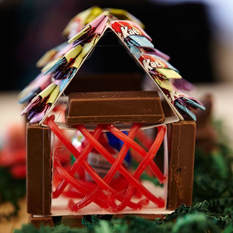 <p>The bunnies but a lot of time into carefully crafting a coop for their chick friends. Kit Kat wrapper tiles keep them warm and dry and the Twizzler weaving is sturdy for when the occasional storm happens at Bunny Manor.</p>