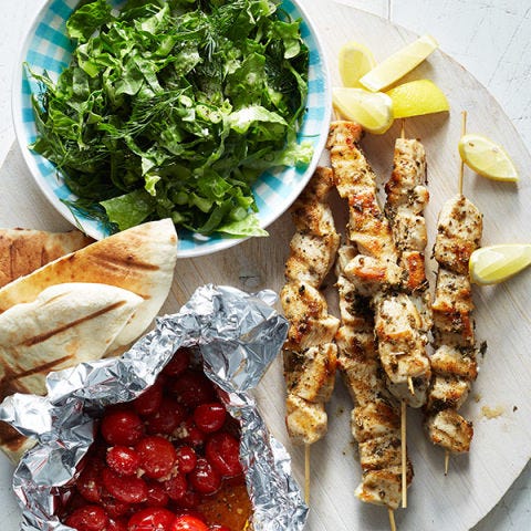 <p>Fast, flavorful, and totally family-friendly, this inspired take on everyone's easy go-to dish — grilled chicken — is guaranteed to be a crowd-pleaser.</p>
<p><strong>Recipe: <a href="http://gogonow.org/recipefinder/grilled-chicken-souvlaki-recipe-wdy0614%22 target="_blank">Grilled Chicken Souvlaki</a></strong></p>