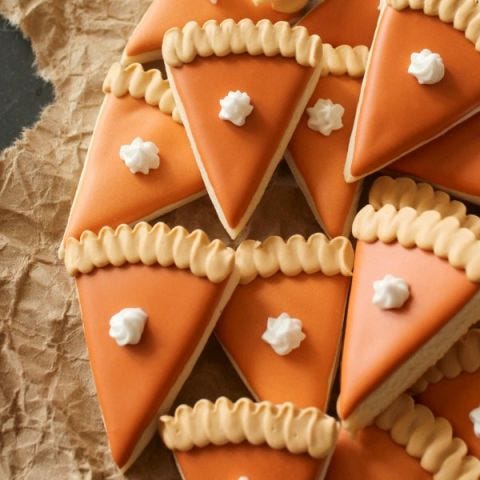 <p>Pumpkin and chocolate cupcakes combine the classic colors and flavors of Halloween.</p> <p><strong>Get the recipe from <a href="http://www.sweetsugarbelle.com/2013/09/mini-pumpkin-pie-slice-cookies/" target="_blank">Sweet Sugar Belle</a>.</strong></p>