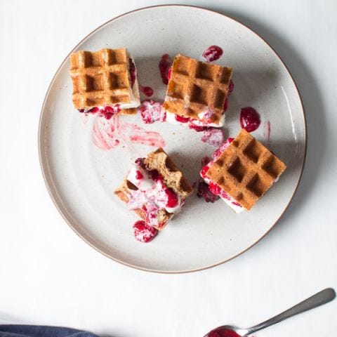 <p>Pumpkin and chocolate cupcakes combine the classic colors and flavors of Halloween.</p> <p><strong>Get the recipe from <a href="http://www.flourishingfoodie.com/2014/05/mini-ice-cream-waffle-sandwiches.html" target="_blank">Flourishing Foodie</a>.</strong></p>