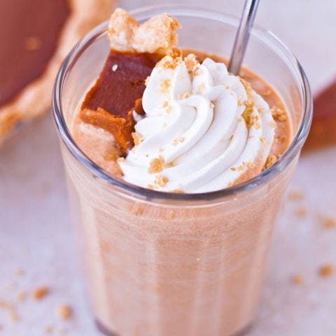 <p>Forget a knife and fork, you can eat these tiny pumpkin pies in one bite!</p> <p><strong>Get the recipe from <a href="http://www.bloggingoverthyme.com/2013/11/29/leftover-pumpkin-pie-milkshake/" target="_blank">Blogging over Thyme</a>.</strong></p>