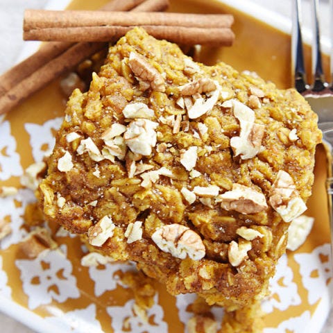 <p> </p> <p><strong>Get the recipe from <a href="http://www.fivehearthome.com/2014/09/04/pumpkin-baked-oatmeal-with-maple-pecans-dairy-free/" target="_blank">Chocolate-Covered Katie</a>.</strong></p>