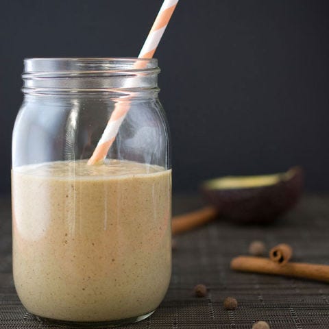 <p>A creamy avocado-based smoothie gets a taste of fall from the addition of pumpkin pie spice.</p>

<p><b>Get the recipe from <a href="http://www.savorysimple.net/pumpkin-spiced-avocado-smoothie/" target="_blank">Savory Simple</a></b>.</p>