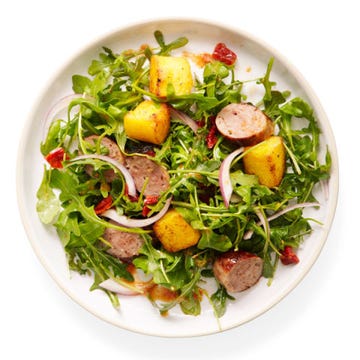 Arugula Salad with Sun-Dried Tomatoes and Polenta Croutons