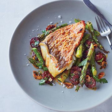 Red Snapper with Asparagus and Chorizo