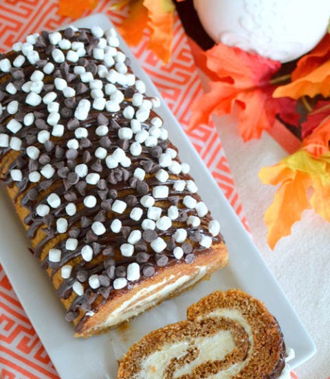 <p>Turn the classic summer treat into an autumn one with the addition of pumpkin, cinnamon, and nutmeg. </p>
<p><strong>Get the recipe at <a href="http://insidebrucrewlife.com/2014/09/smores-pumpkin-roll/" target="_blank">BruCrew Life</a>.</strong></p>