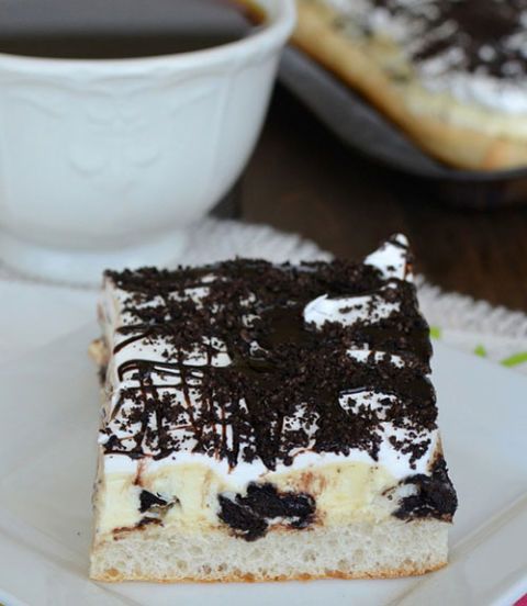 <p class="FreeForm">This pie boasts a smooth custard sauce sprinkled with cookie crumbles and hot fudge.</p>
<p class="FreeForm">Get the recipe at <a href="http://insidebrucrewlife.com/2014/07/oreo-banana-cream-pie-pizza/" target="_blank">Inside BruCrew Life</a>.</p>
<p class="FreeForm">RELATED: <a href="http://www.womansday.com/food-recipes/dessert-recipes/oreo-recipes#slide-1" target="_self">10 To-Die-For Recipes for Oreo Lovers</a></p>