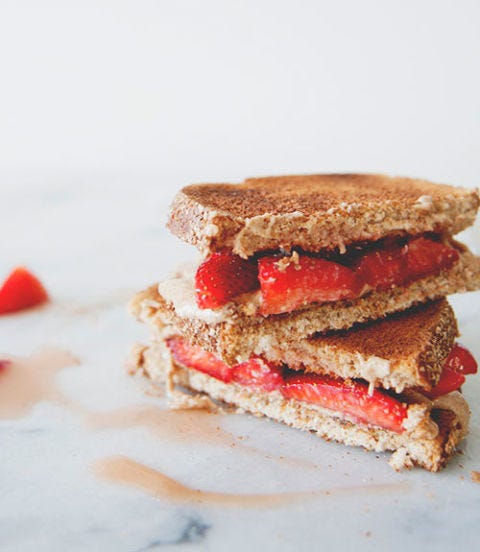 <p>Trade in your usual peanut butter for a sea salt variation; it will give this classic sandwich a tasty kick that even your kids will love. </p> <p><strong>Recipe:</strong> <a href="http://www.thekitchykitchen.com/?recipes=/mom-monday-sea-salt-honey-almond-butter-macerated-berries/" target="_blank">Sea Salt Honey Almond Butter & Macerated Berries</a></p>