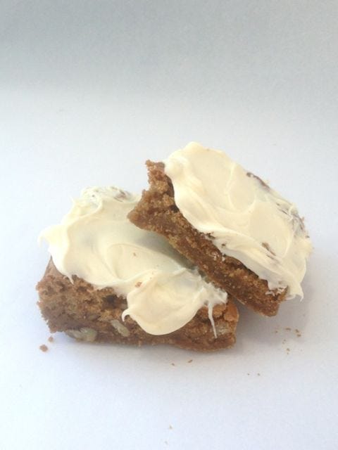 <p>Get your fill of southern comfort flavors with bourbon, mint, and pecans.</p> <p>In medium bowl, whisk 1 cup <strong>flour</strong>, 2 teaspoons <strong>baking powder</strong> and 3/4 teaspoon <strong>salt</strong>. In large bowl, whisk 6 tablespoons <strong>melted butter</strong>, 1 3/4 cup packed <strong>light-brown sugar</strong>, and 1 tablespoon <strong>bourbon</strong> and 2 teaspoons <strong>vanilla extract</strong>. Stir in 2 <strong>lightly beaten eggs</strong>. Add flour mixture and 1 cup <strong>coarsely chopped pecans</strong> and stir until combined.</p> <p>Spread batter in greased 13-by-9-inch pan lined with parchment paper. Bake in 350 degree G oven 20 to 25 minutes, or until toothpick comes out almost clean. Let cool 10 minutes.</p> <p>Meanwhile, melt 1 cup <strong>white chocolate chips</strong>, 1 1/2 teaspoons <strong>canola oil</strong> and 1 teaspoon <strong>pure peppermint extract</strong> in microwave 20-second intervals, stirring, until smooth. Spread on cooled blondies.</p>