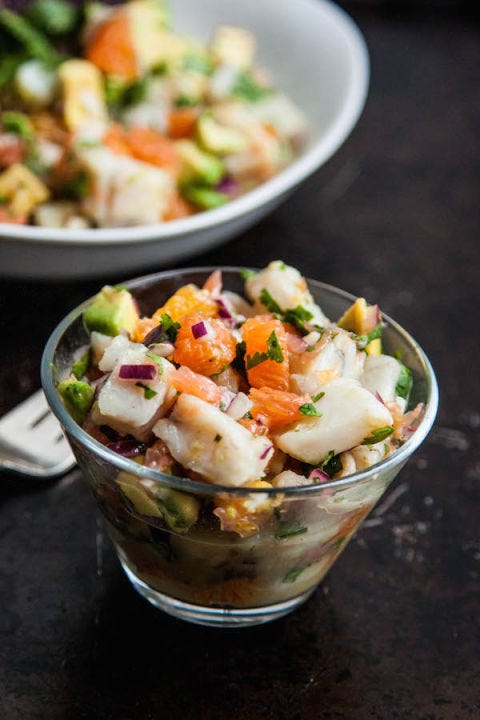 <p>This meaty white fish can be found at Trader Joe's and Whole Foods and we hear it's available year-round (and sustainable!). Keep this recipe on file as the weather cools off so you have a go-to way to banish the winter blues.</p>
<p><strong>Get the recipe from <a href="http://thecornerkitchenblog.com/barramundi-ceviche/" target="_blank">The Corner Kitchen</a>.</strong></p>