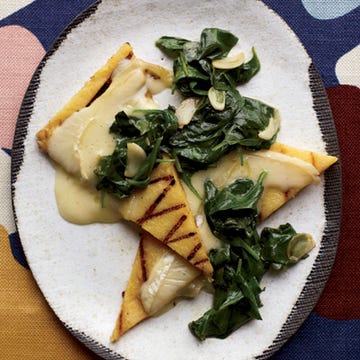 <p>Polenta is the Italian name for cornmeal. Here, it's grilled until crisp and served with sautéed spinach and a creamy, tangy cheese that melts on top.</p><p><b>Recipe: </b><a href="http://gogonow.org/recipefinder/grilled-polenta-spinach-robiola-cheese-recipe-fw0212%22 target="_blank"><b>Grilled Polenta with Spinach and Robiola Cheese</b></a></p>