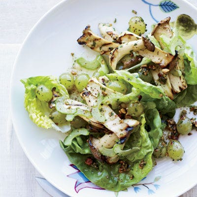 Celery, Grilled Grape, and Mushroom Salad