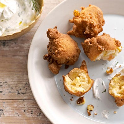 <p><b>How Hot Is Too Hot?:</b> When frying on the stovetop, place the room-temperature, oil-filled pan over medium-high heat until the oil reaches 325 to 375 degrees F. If you don't have a thermometer, test the oil temperature with a 1-inch cube of white bread — if the cube turns golden brown in 60 seconds, the oil is ready.</p><br /><p><b>Recipe:</b> <a href="/recipefinder/corn-fritters-recipe"><b>Corn Fritters</b></a></p>
