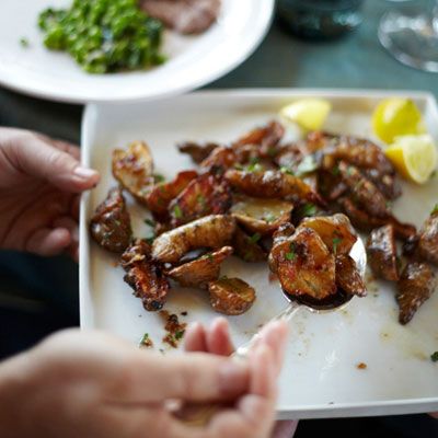 <p>Sunchokes, a.k.a. Jerusalem artichokes, are nutty-tasting and can be eaten raw or cooked. When roasted, they make a great change of pace from the usual crudités served with bagna cauda, the Italian olive oil, garlic, and anchovy sauce.</p><p><b>Recipe: </b><a href="/recipefinder/roasted-sunchokes-buttery-bagna-cauda-recipe-fw0412" target="_blank"><b>Roasted Sunchokes with Buttery Bagna Cauda</b></a></p>