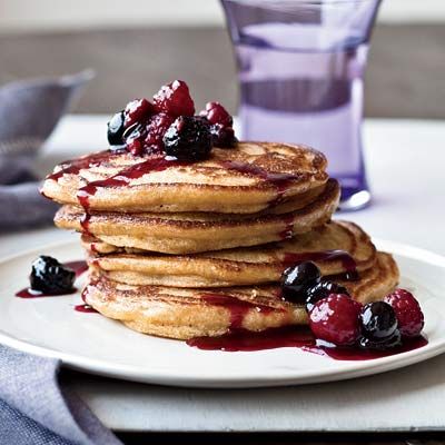 <p>Using polenta (cornmeal) in addition to white flour in these pancakes makes them especially satisfying, as the ground whole grain delivers lots of fiber and a good amount of protein.</p><p><b>Recipe:</b> <a href="http://www.delish.com/recipefinder/cinnamon-polenta-pancakes-recipe" target="_blank"><b>Cinnamon Polenta Pancakes</b></a></p>