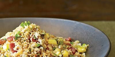 <p>Here we use both seared ground pork and sweet, aromatic Chinese sausage in a playful manner. As an alternative to Chinese sausage, substitute thick matchsticks of lean maple-cured bacon.</p><br /><p><b>Recipe:</b> <a href="/recipefinder/pork-pineapple-fried-rice-recipe-fw1110"><b>Pork-and-Pineapple Fried Rice</b></a></p>