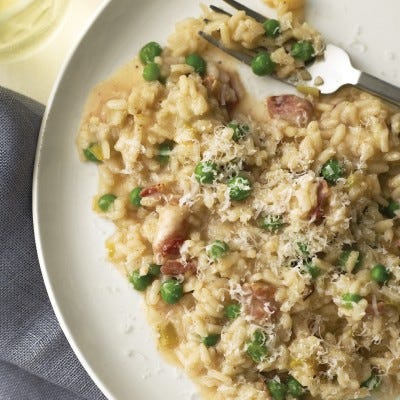 Leek, Bacon, and Pea Risotto