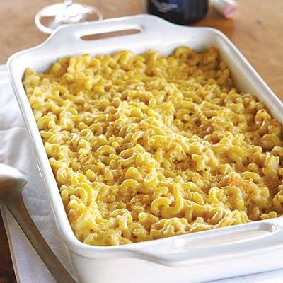 <p>This version of mac n' cheese works beautifully with any semi-hard cheese but is particularly good with an international blend of French Mimolette, aged Dutch Gouda, and American Vella dry Jack. A fine layer of Italian Parmigiano-Reggiano forms a crisp topping.</p><p><b>Recipe: </b><a href="/recipefinder/macaroni-many-cheeses-recipe" target="_blank"><b>Macaroni and Many Cheeses</b></a></p>