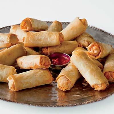 <p>Fresh goat cheese, chopped dry chorizo, and minced chives are wrapped inside phyllo dough to make rolls much like the ones found on the streets of Argentina. </p><p><b>Recipe: </b><a href="/recipefinder/goat-cheese-chorizo-rolls-recipe" target="_blank"><b>Goat Cheese and Chorizo Rolls</b></a></p>