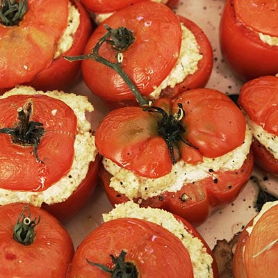 oven roasted tomatoes stuffed with goat cheese