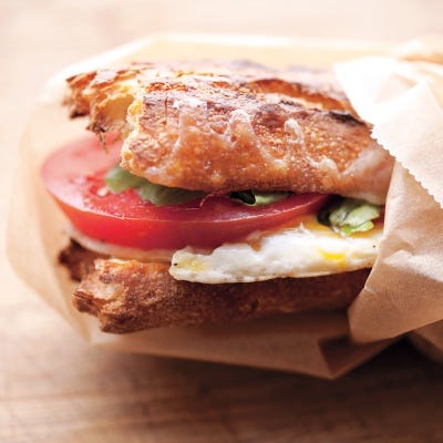 <p>This recipe calls for cheddar cheese, but you can switch in any favorite. Add a few strips of cooked bacon if you wish.</p>
<p><strong>Recipe:</strong> <a href="http://gogonow.org/recipefinder/ egg-tomato-breakfast-sandwich-to-go-recipe-mslo0413" target="_blank"><strong>Egg-and-Tomato Breakfast Sandwich To Go</strong></a></p>