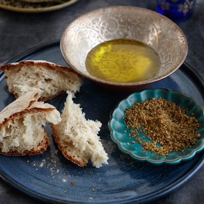 <p>Dukka (from the Arabic for "to pound") refers to crushed nuts and seeds traditionally eaten on bread dipped in olive oil; the blend varies from cook to cook. Eric Monkaba especially likes this garlic-free version.</p><p><b>Recipe: </b><a href="/recipefinder/hazelnut-dukka-recipe-fw0212" target="_blank"><b>Hazelnut Dukka</b></a></p>