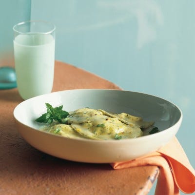 Mint Ravioli Stuffed with Goat Cheese