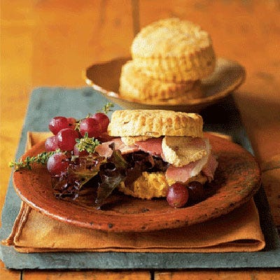 <p>Stuff tender pumpkin biscuits with thin slices of smoked ham and spread them with a little of our <a href="http://www.countryliving.com/recipefinder/pumpkin-butter-3626" target="_blank"><b>Pumpkin Butter</b></a> — sweet butter enriched with fresh pumpkin puree.</p><p><b>Recipe:</b> <a href="/recipefinder/pumpkin-biscuits-3261"><b>Pumpkin Biscuits</b></a></p>