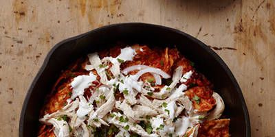 <p>Chilaquiles is a basic Mexican dish created to use up leftovers like tortillas, chiles, shredded chicken and cheese. Rick Bayless keeps the recipe simple by doctoring canned tomatoes with canned chipotles in adobo, available at Latin grocers and many supermarkets.</p>
<p><strong>Recipe:</strong> <a href="http://www.delish.com/recipefinder/chipotle-chilaquiles-recipe-8753"><strong>Chipotle Chilaquiles</strong></a></p>