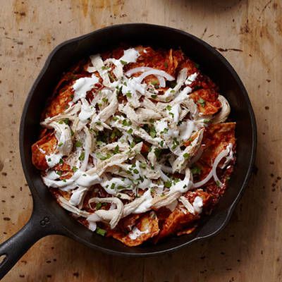<p>Chilaquiles is a basic Mexican dish created to use up leftovers like tortillas, chiles, shredded chicken and cheese. Rick Bayless keeps the recipe simple by doctoring canned tomatoes with canned chipotles in adobo, available at Latin grocers and many supermarkets.</p>
<p><strong>Recipe:</strong> <a href="http://www.delish.com/recipefinder/chipotle-chilaquiles-recipe-8753"><strong>Chipotle Chilaquiles</strong></a></p>
