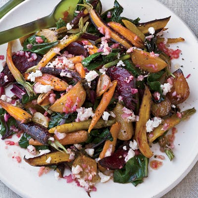 Roasted Beets and Carrots with Goat Cheese Dressing