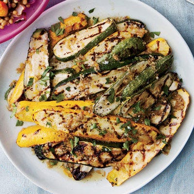 Grilled Summer Squash with Bagna Cauda and Fried Capers
