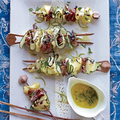Grilled Squash Ribbons and Prosciutto with Mint Dressing