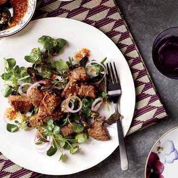 <p>Cubes of beef tenderloin are supertender in this wonderfully spiced and elegant Vietnamese classic. It's called "shaking beef" because you shake the pan to toss the beef while cooking it.</p><p><b>Recipe: </b><a href="/recipefinder/shaking-beef-recipe-fw0412" target="_blank"><b>Shaking Beef</b></a></p>