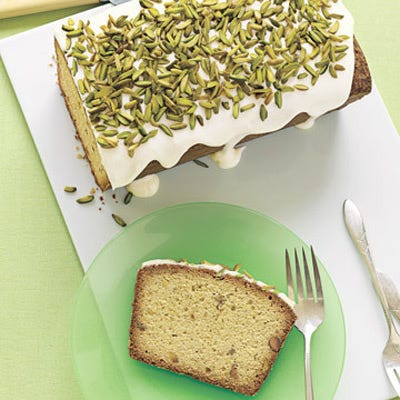 Pistachio Pound Cake with Drippy Icing
