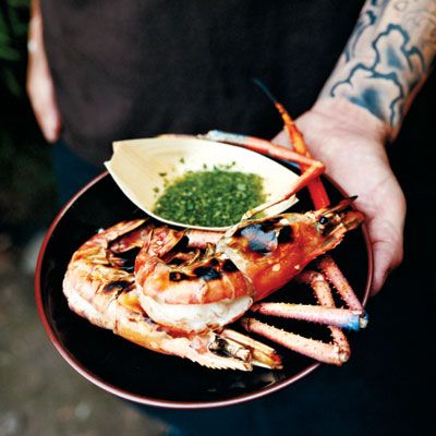 <p>Chef Andy Ricker gives shrimp a quick brining to keep them firm and juicy when grilled.</p>  <p><strong>Recipe:</strong> <a href="../../../recipefinder/grilled-quick-brined-jumbo-shrimp-recipe" target="_blank"><strong>Grilled Quick-Brined Jumbo Shrimp</strong></a></p>