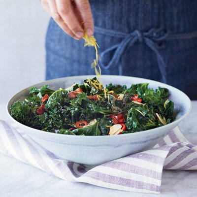 Grilled Kale with Garlic, Chiles, and Bacon
