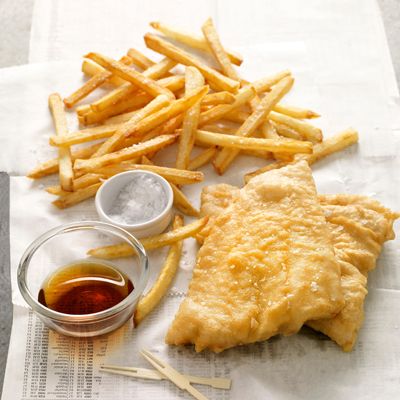 <p>Perhaps the most well-known of all UK comfort foods, crispy fried fish and chips are traditionally accompanied by sea salt and vinegar.</p><p><b>Recipe: </b><a href="/recipefinder/fish-chips-recipe-opr0310" target="_blank"><b>Fish and Chips</b></a></p>