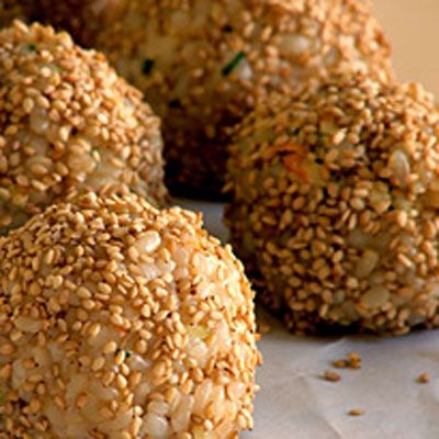 <p>These little rice balls, stuffed with either a savory tempeh filling and rolled in toasted sesame seeds, or stuffed with a date and coated with toasted almonds, make a lovely lunchbox treat or snack and kids love them.</p><p><b>Recipe:</b> <a href="/recipefinder/savory-stuffed-rice-balls-recipe-opr0311" target="_blank"><b>Savory Stuffed Rice Balls</b></a></p>